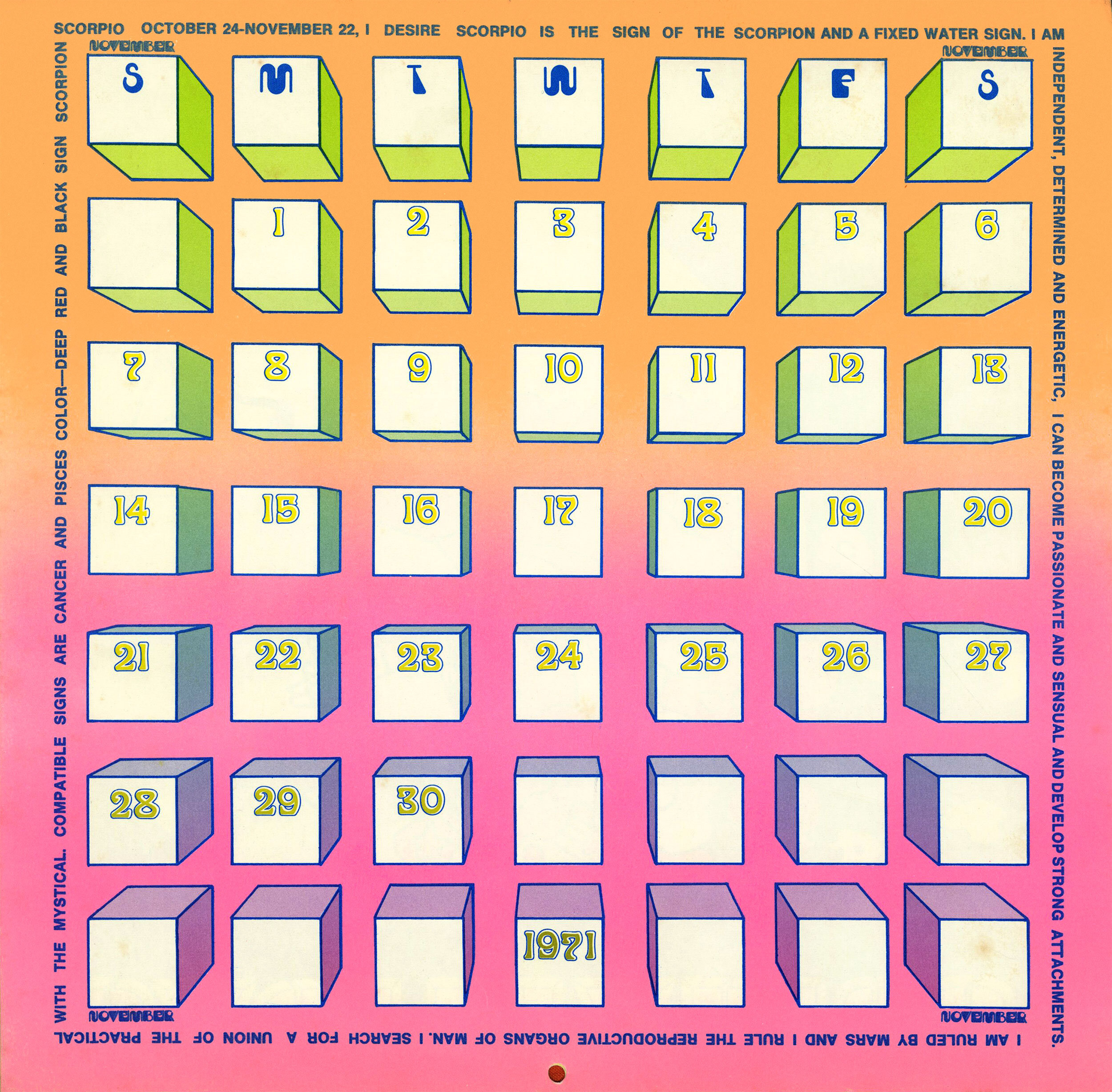 PETER MAX ASTROLOGICALENDAR ☜ Peter Max. Grosset & Dunlap, 1970s