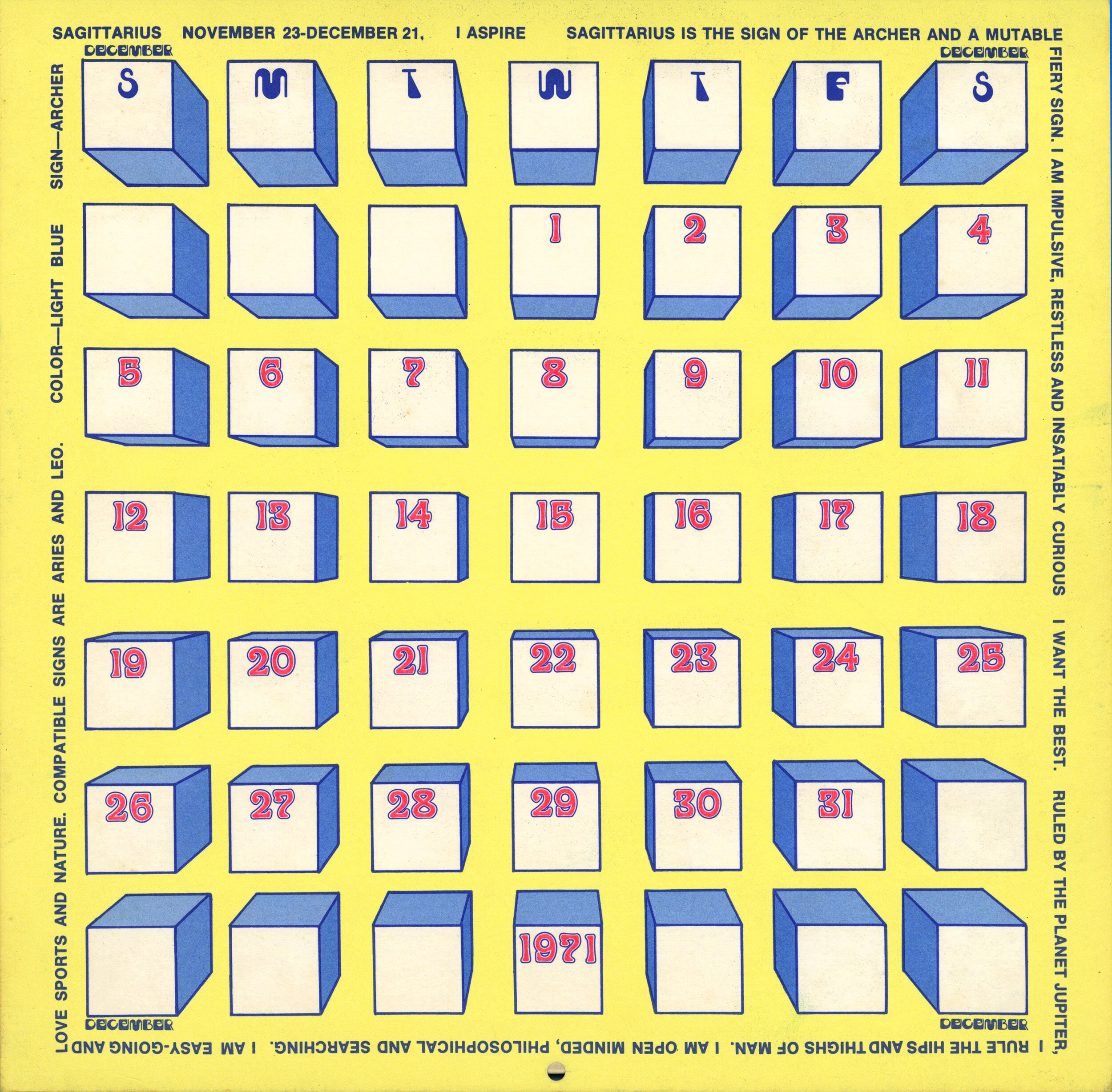 PETER MAX ASTROLOGICALENDAR ☜ Peter Max. Grosset & Dunlap, 1970s