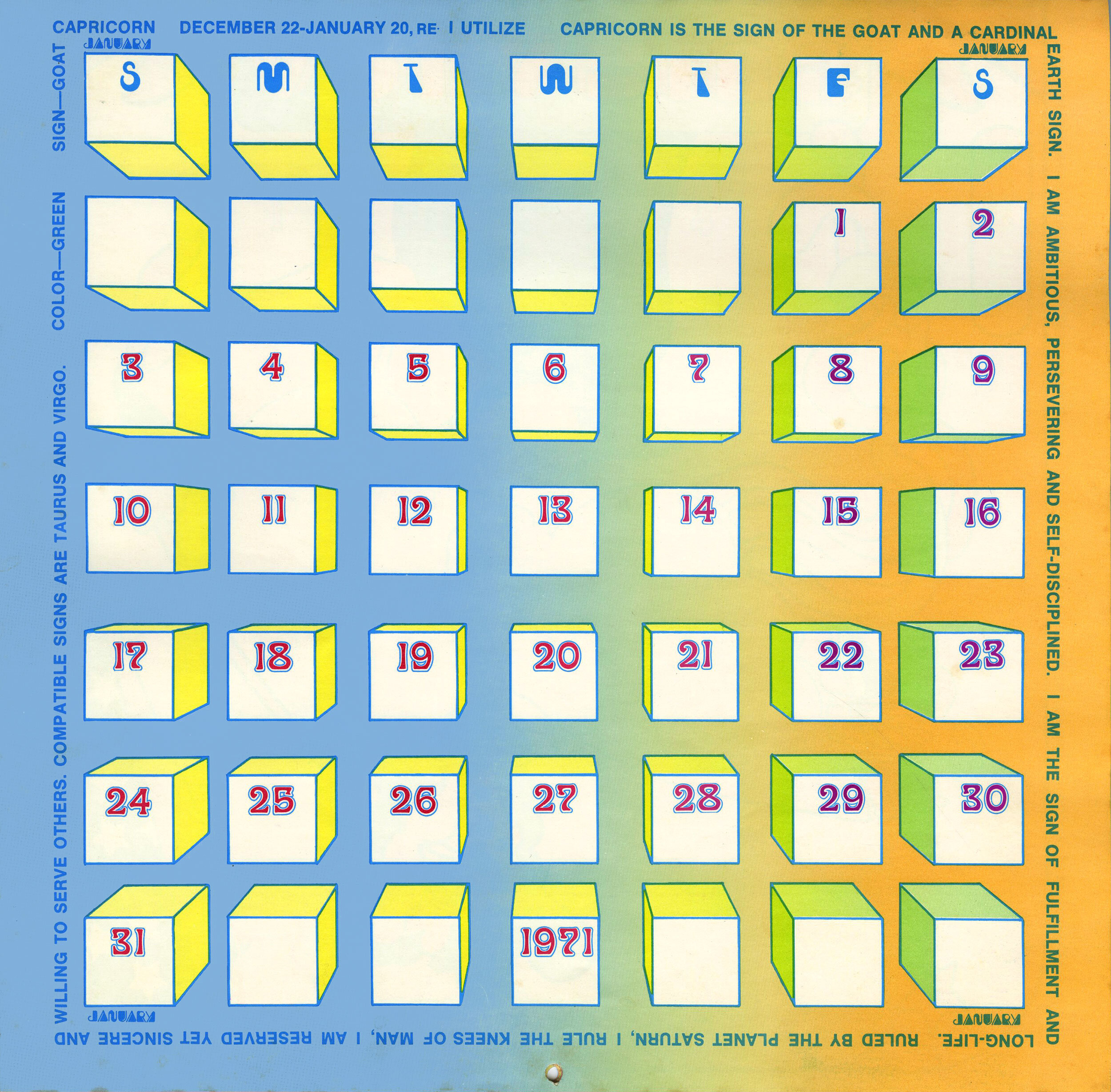 PETER MAX ASTROLOGICALENDAR ☜ Peter Max. Grosset & Dunlap, 1970s