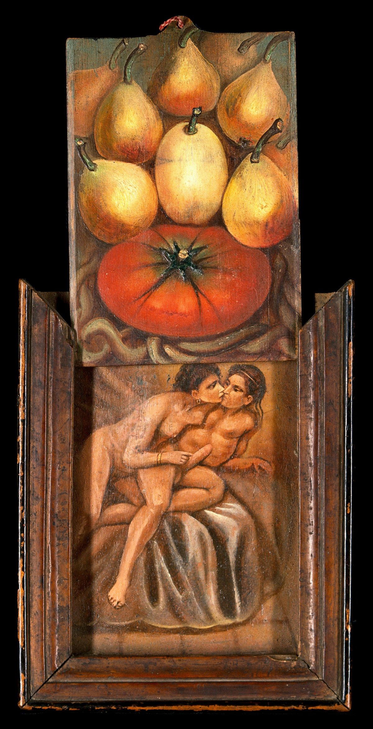 Figs and a tomato. Oil painting by Summonte