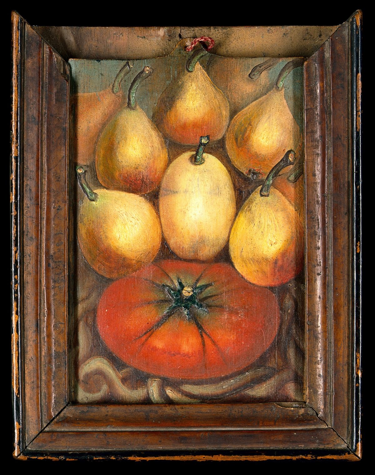 Figs and a tomato. Oil painting by Summonte