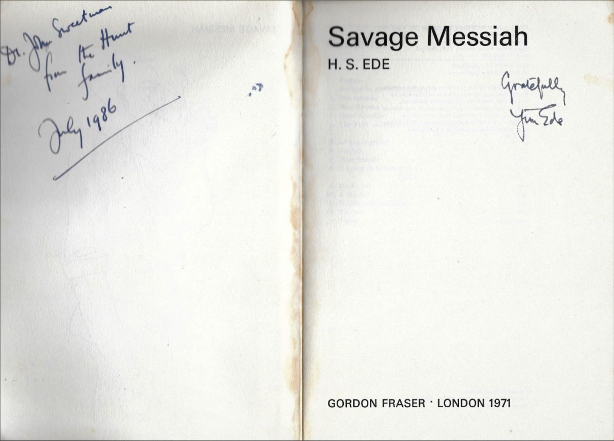 Ken Russell, H S Ede, Savage Messiah, art, book, Henri Gaudier-Brzeska