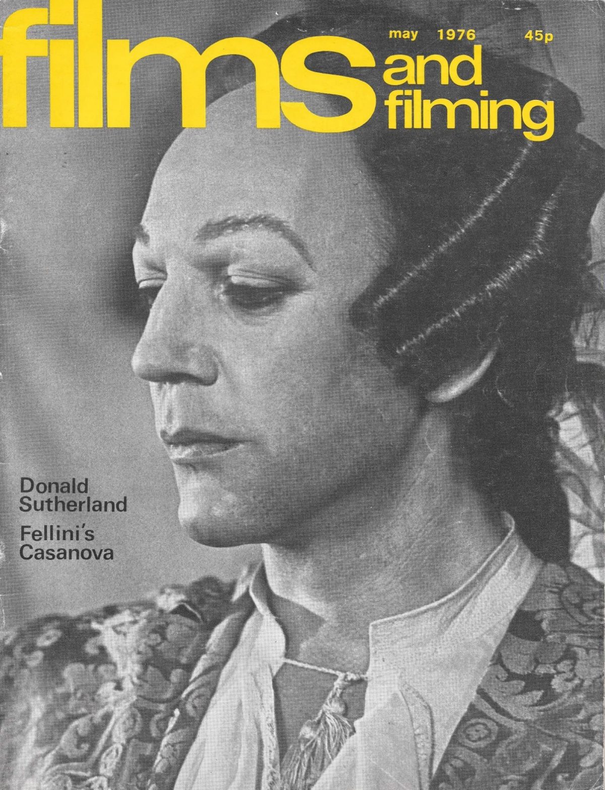 Films & Filming, film, magazines, Donald Sutherland, Fellini, Casanova, 1970s
