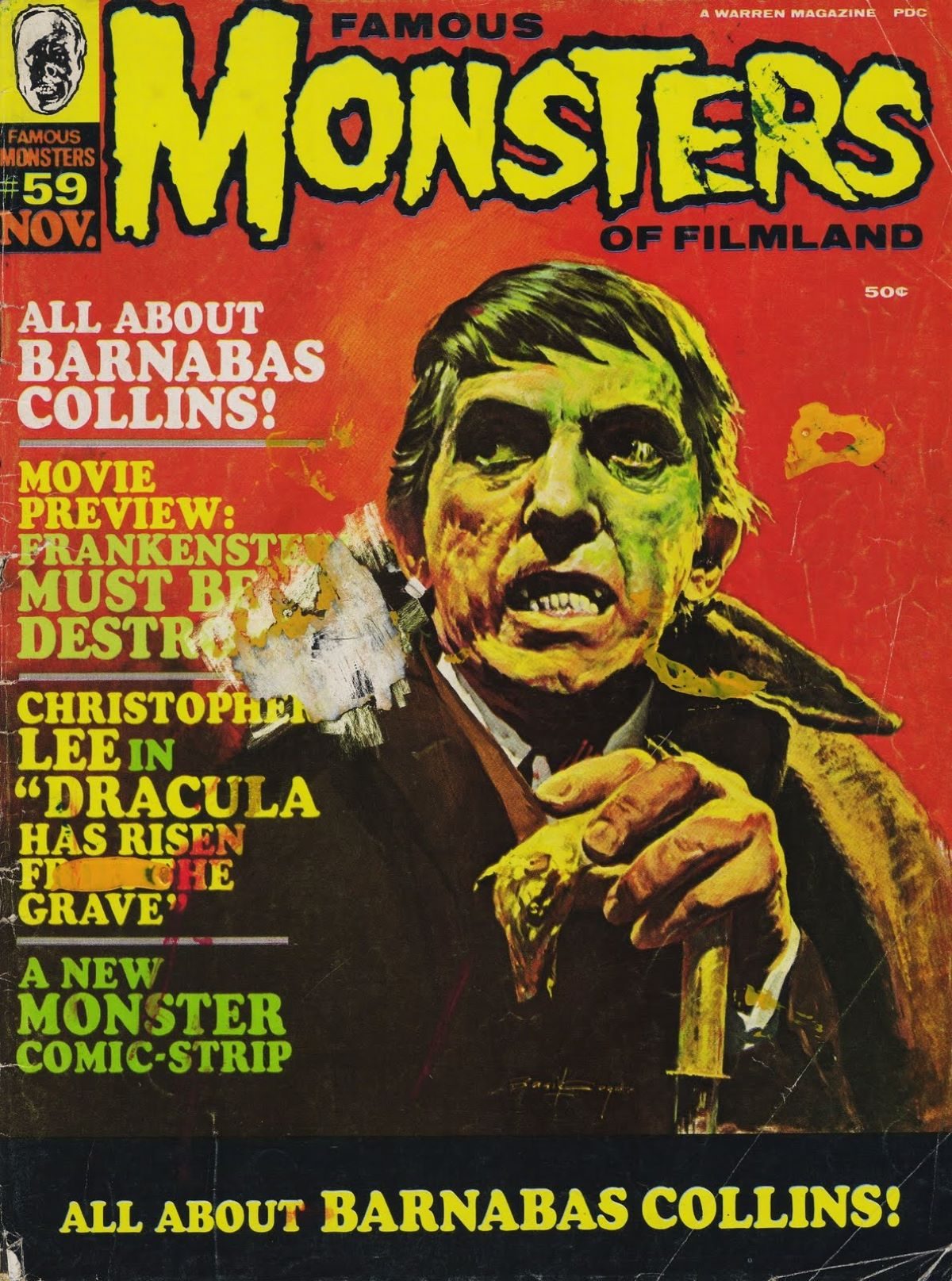 Famous Monsters of Filmland, magazine, horror films, Barnabas Collins, Jonathan Frid, Dark Shadows, 1960s
