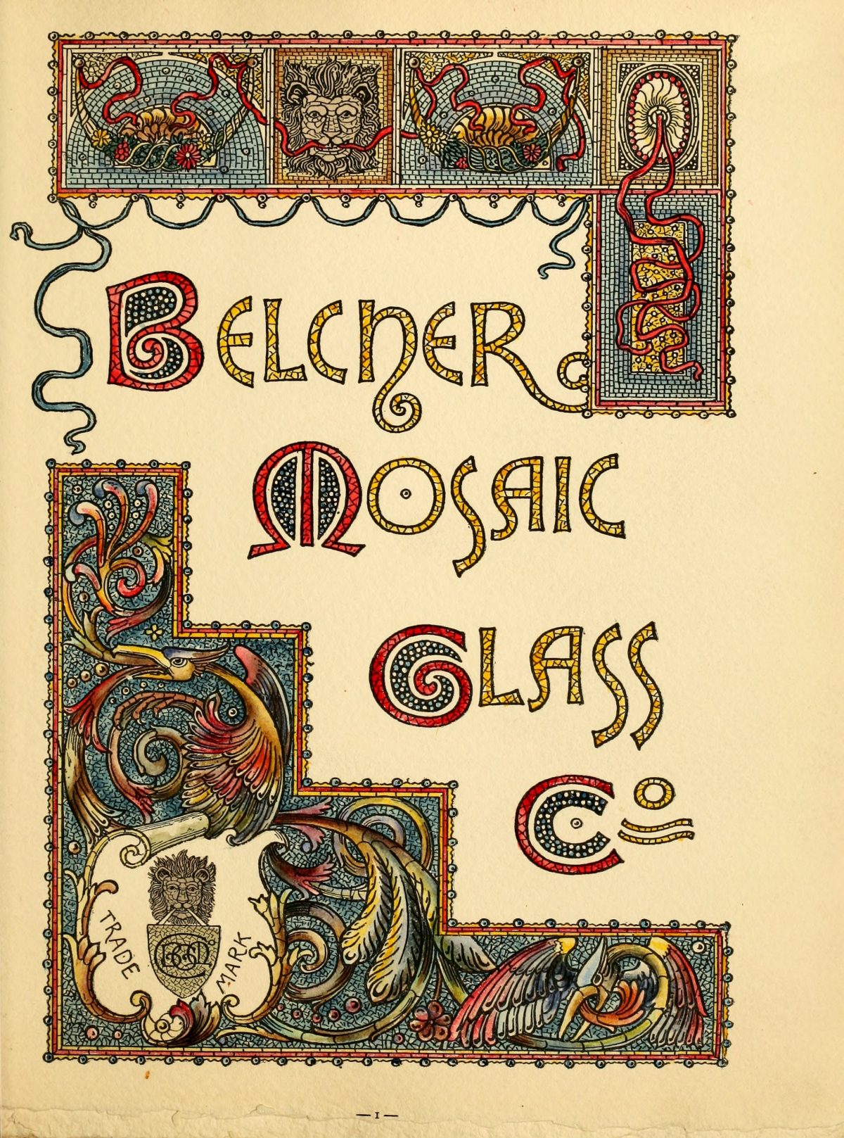 Glass Catalog by Belcher Mosaic Glass Co. New York, N.Y. 1886
