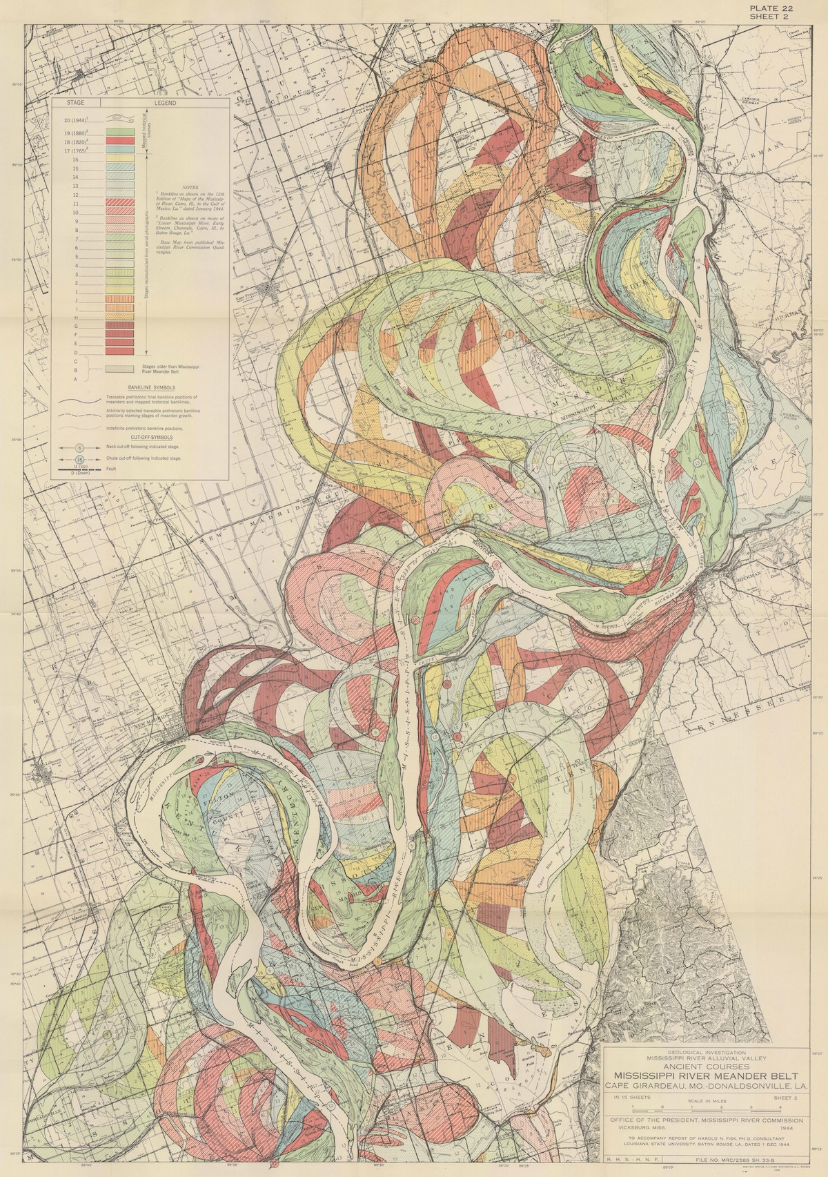 Dr Harold Norman Fisks Outstanding Maps Of The Mississippi River 1944 Flashbak 5927