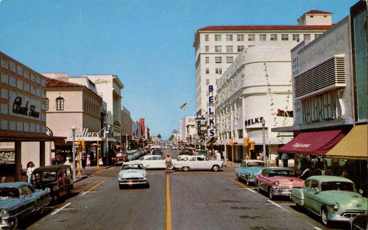 West Palm Beach, Florida, USA, postcards, vintage, streets, cars