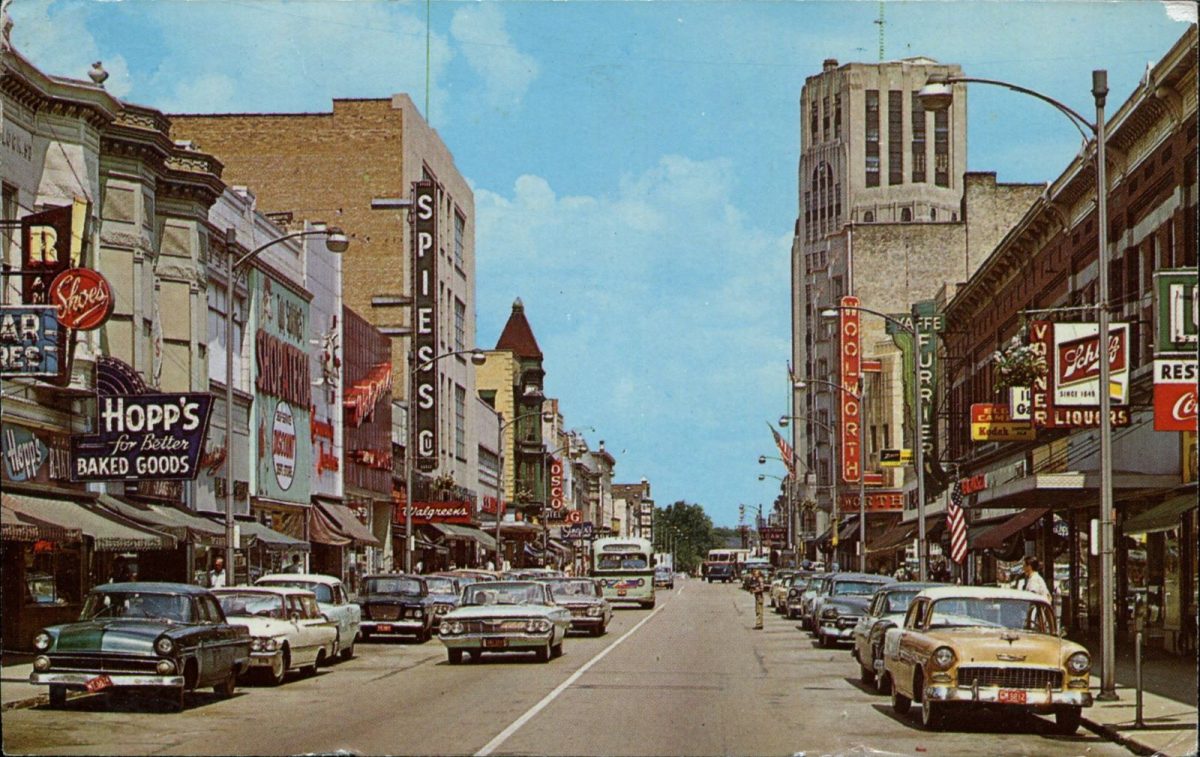 Elgin, Illinois, USA, postcards, vintage, streets
