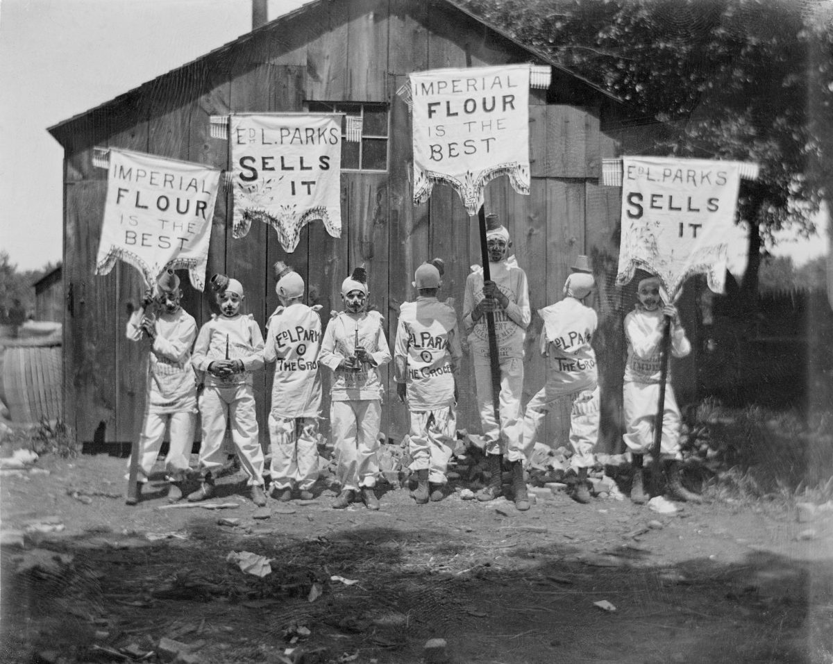 Group of kids with banners; Imperial Flour is the bestGeorge Silas Duntley Photographs 1899-1918