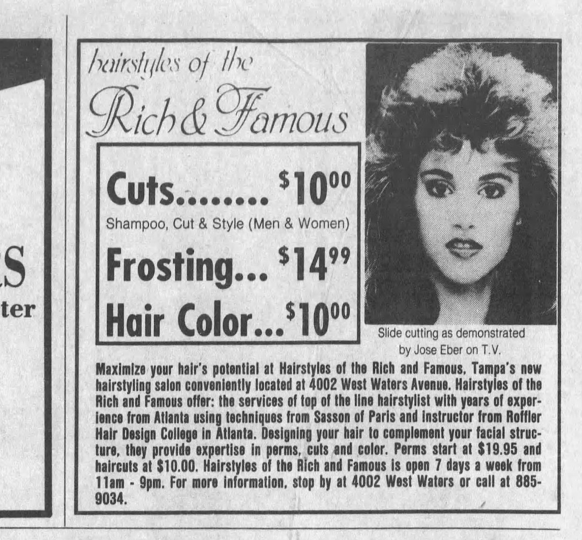 Snapshots from a Tampa Florida Hair salon in the 1980s