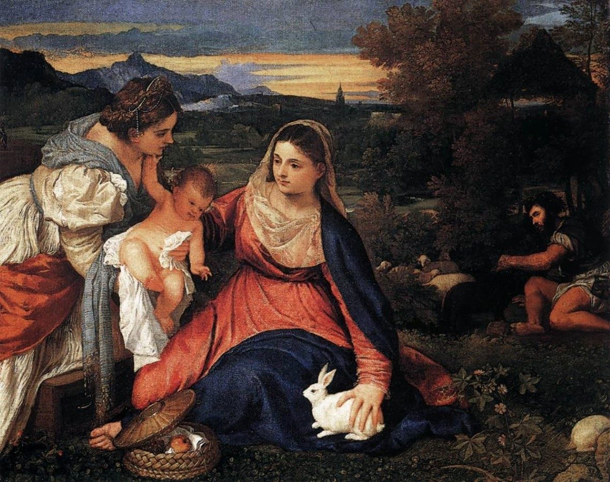 Titian, Madonna of the Rabbit, rabbit, religion, art, Easter
