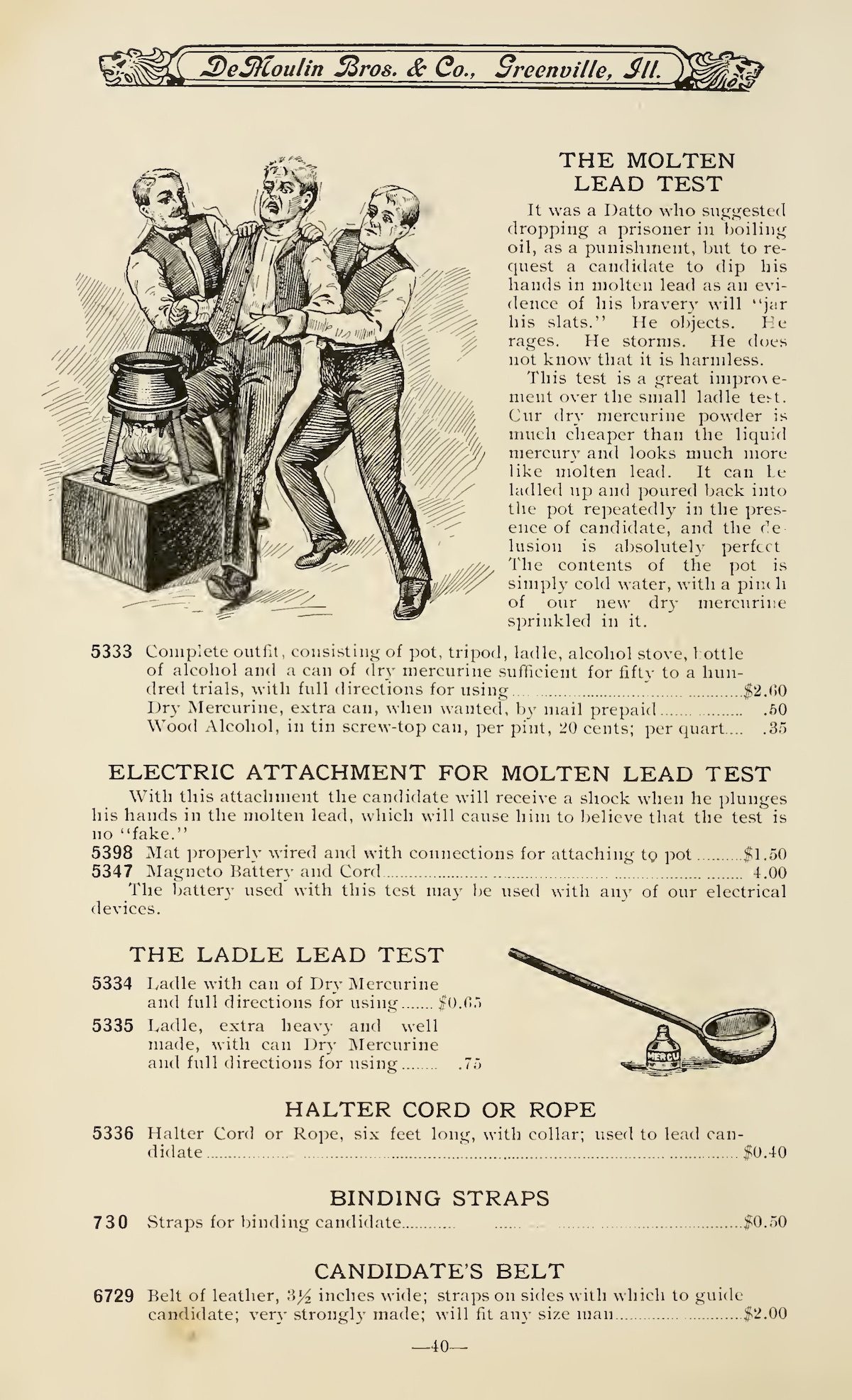 Demoulin brothers Hazing goods catalogue 1908