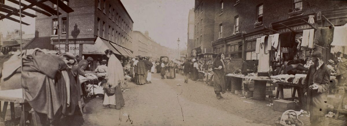 cropped Jewish market, Whitechapel, Jack London, 1902 - Flashbak