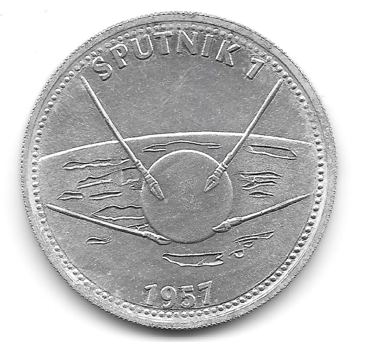 Shell, coins, Man in Flight, 1970s, Sputnik I
