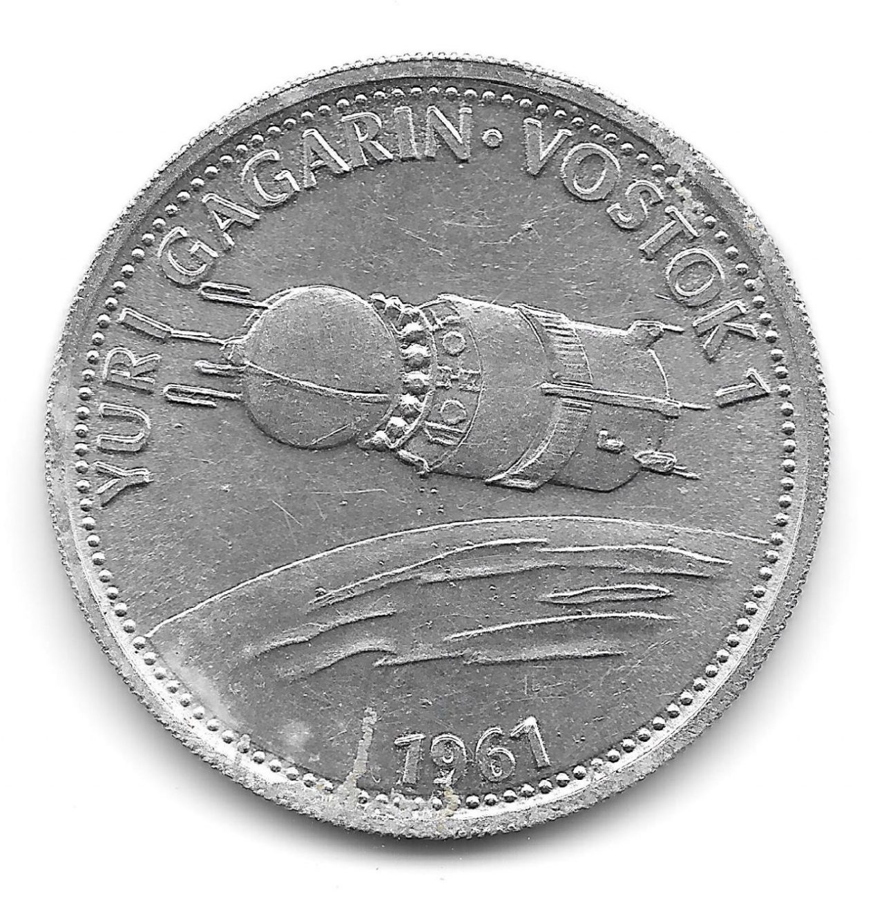 Shell, coins, Man in Flight, 1970s, Yuri Gargarin, Vostok 1