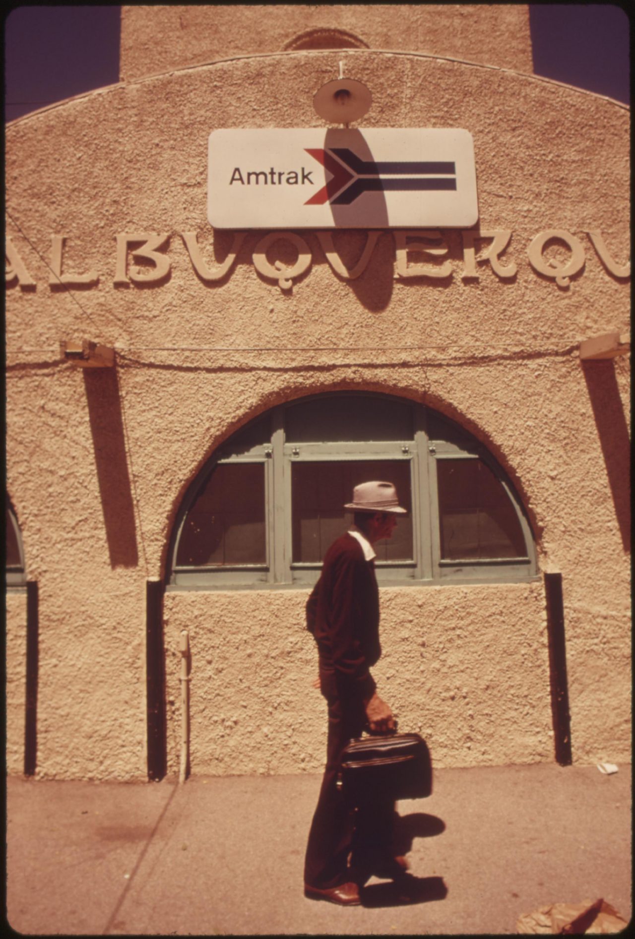 Albuquerque, New Mexico, train station is one of the stops the Southwest Limited makes on its run from Los Angeles, California to Chicago, June 1974