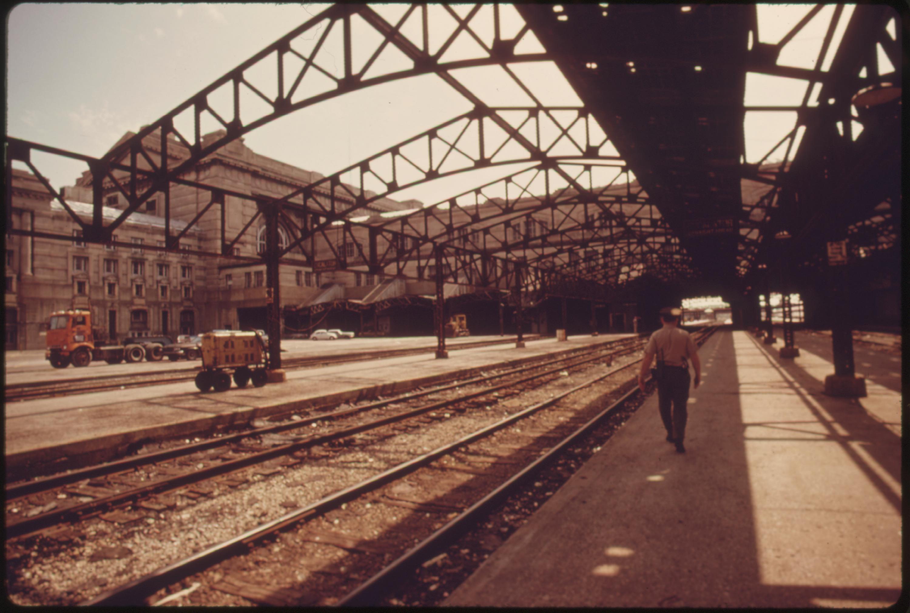 Loading platform at Union Station in Kansas City, Missouri, June 1974