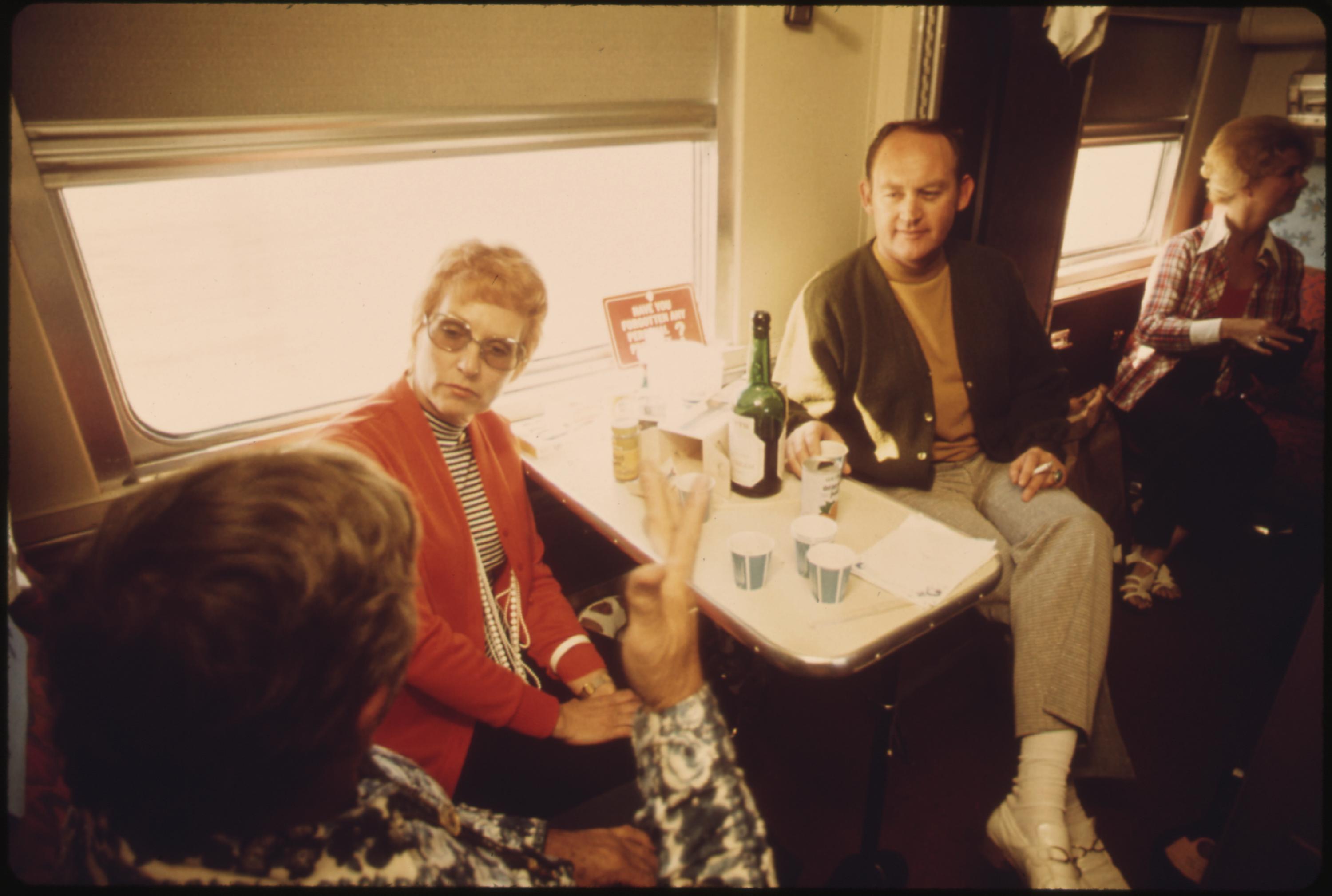 Passengers on the Southwest Limited between Los Angeles California, and Chicago are able to purchase tickets for private compartments as an extra cost option on their travels, June 1974