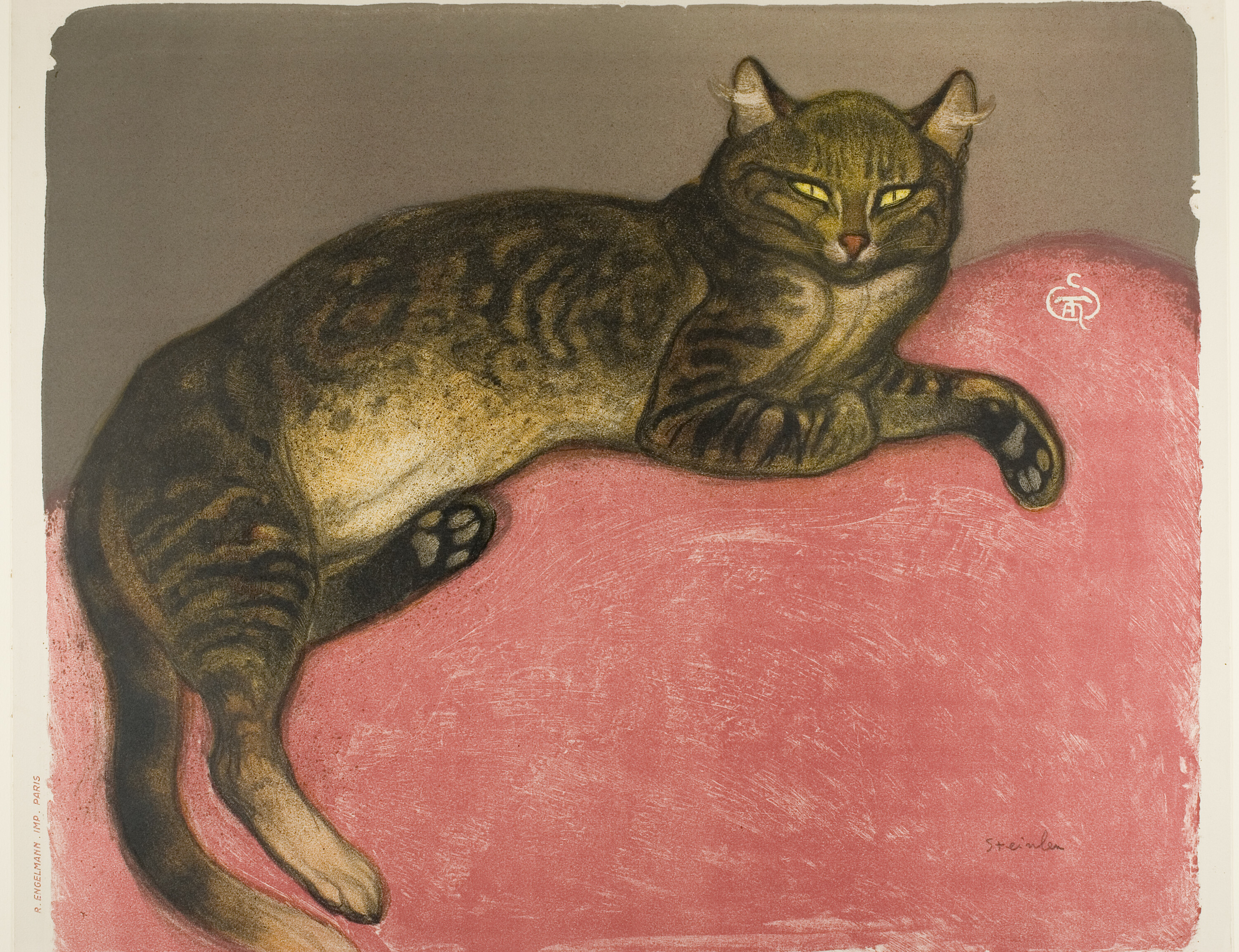 Winter- Cat on a CushionDate- 1909 Artist- Théophile-Alexandre Steinlen
