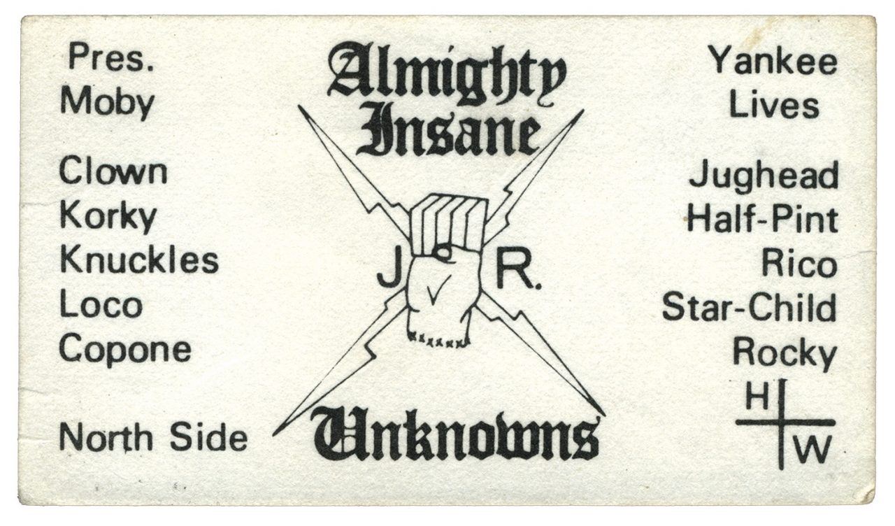 Chicago gang business cards
