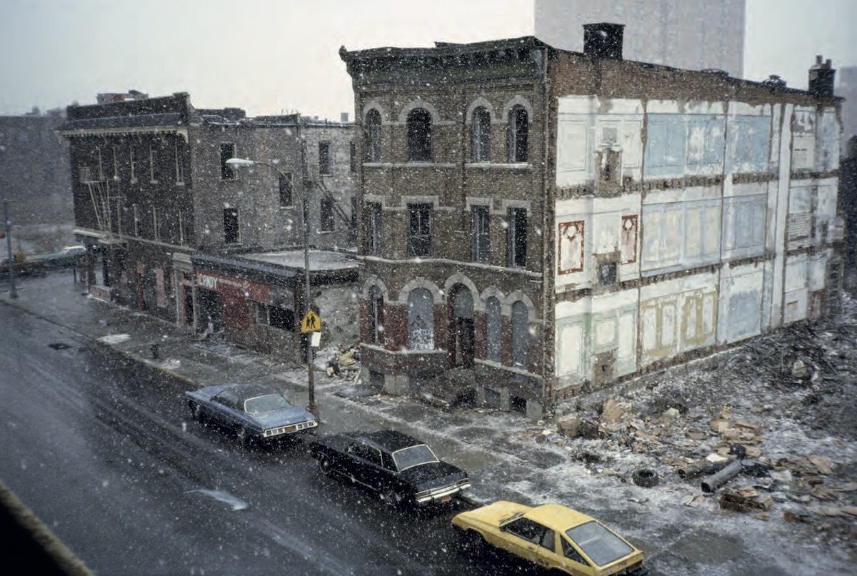 Spring Snowstorm Through Classroom Window Gates Ave., Bushwick, Brooklyn, NY. April 1982