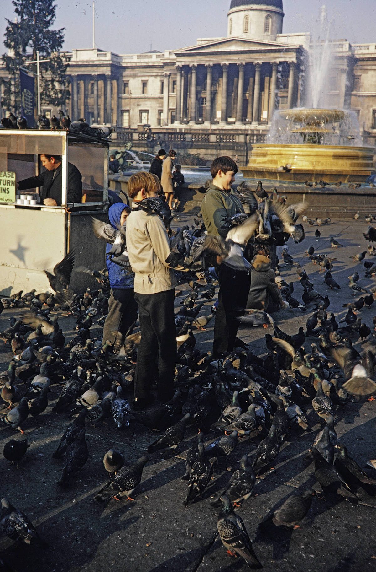 Feeding Pigeons Trafalgar Square London 1960s