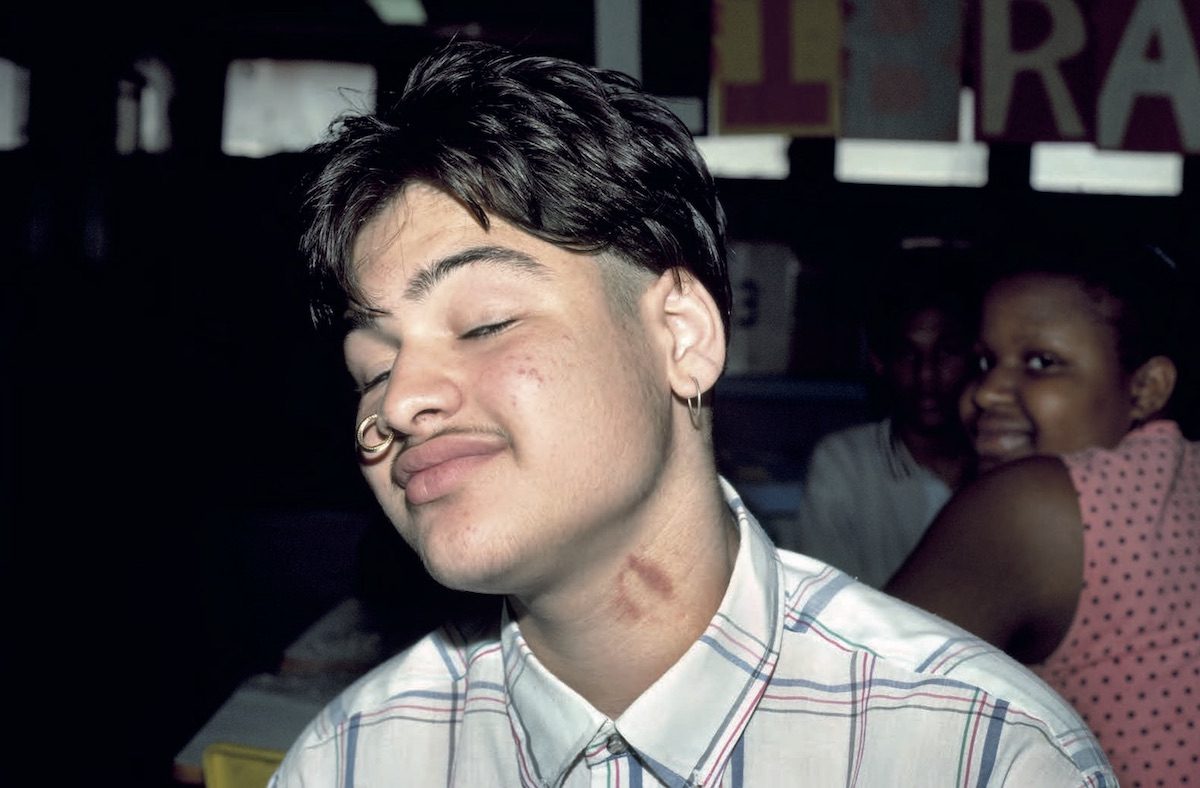 Nose Ring, Earring, Mustache and Hickey IS 291, Bushwick, Brooklyn, NY. April 1991