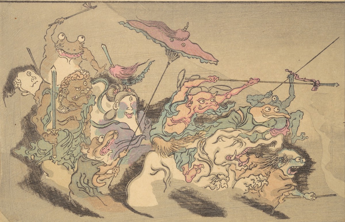 A one-eyed, malformed goddess, Benzaiten, is accompanied by