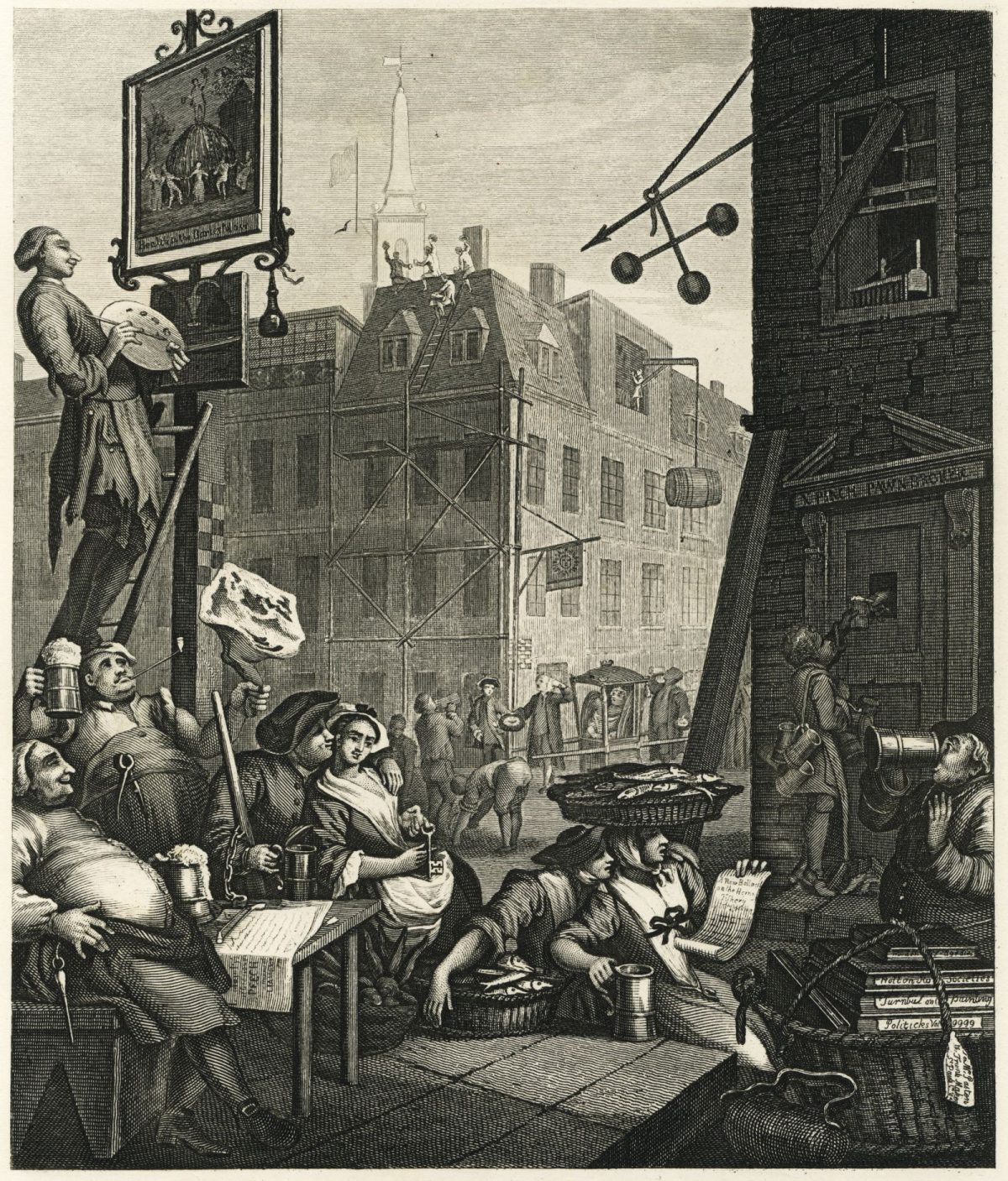 William Hogarth, Beer Street, engraving, satire, morals, 1700s