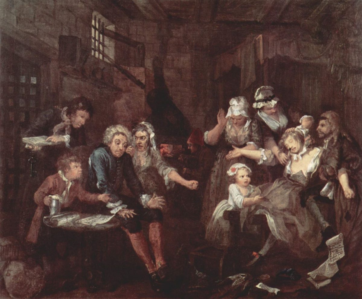 William Hogarth, The Rake's Progress, art, painting, satire, 1700s