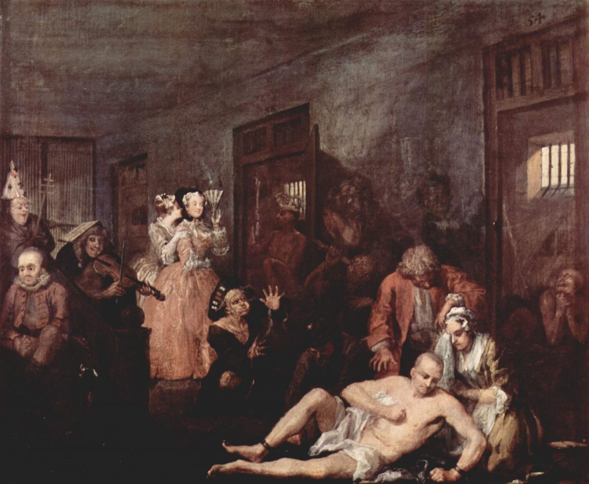 William Hogarth, The Rake's Progress, art, painting, satire, 1700s