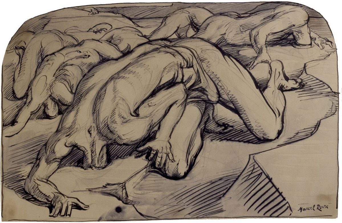 Marcel Roux, engraving, etching, evil, Satan, 1900s, demons