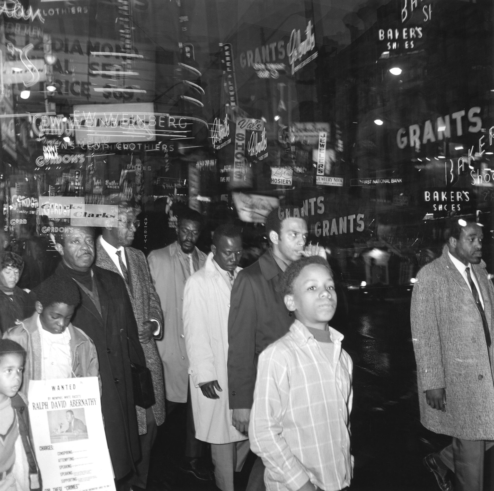 Double exposure of a nighttime march, no date