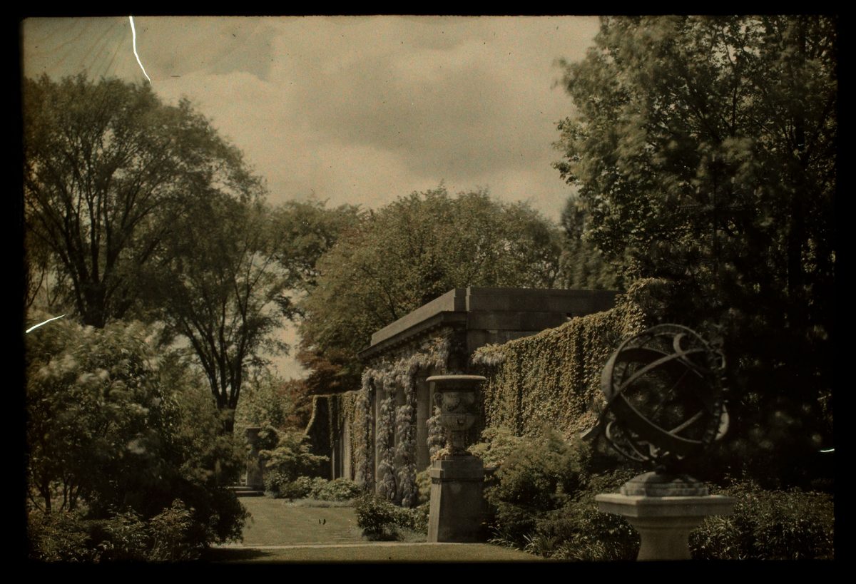Charles C. Zoller (American, 1854–1934). West garden loggia from the peony garden, ca. 1924. Autochrome.