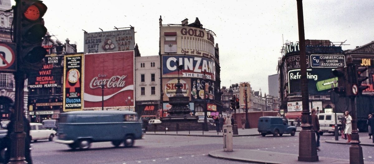 Piccadilly Circus, London. Feb.1971