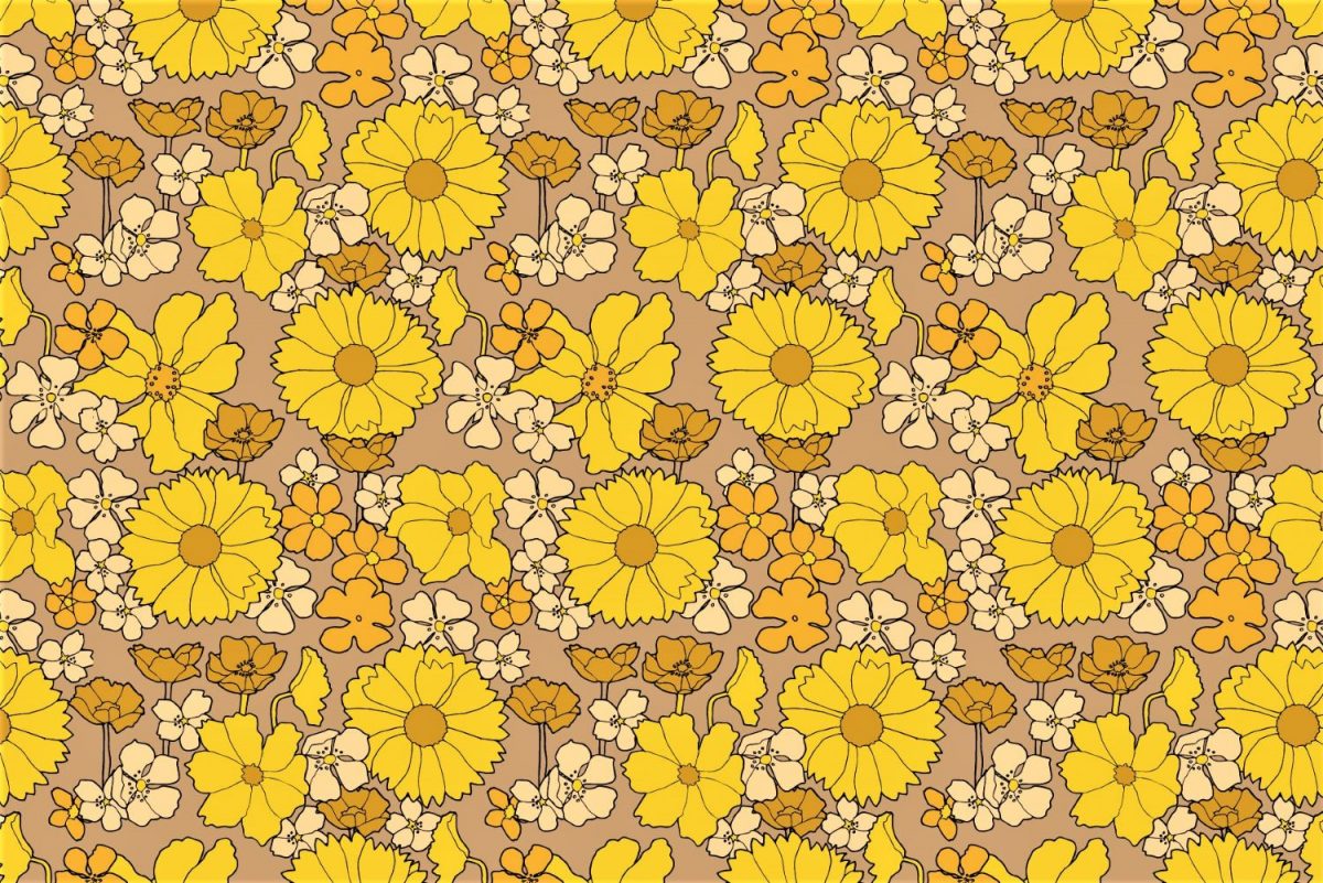 wallpaper, design, furnishing, home, flowers, bright, 1960s, 1970s