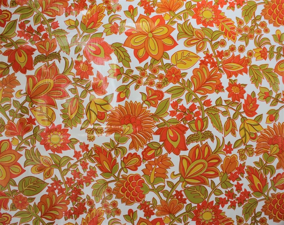 wallpaper, design, furnishing, home, flowers, bright, 1960s, 1970s