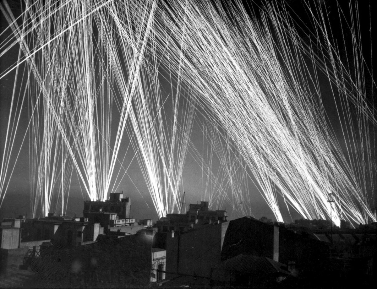 World War II, Algiers, Luftwaffe, searchlights, night raid, 1943