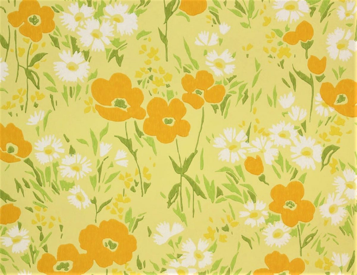 wallpaper, design, furnishing, home, flowers, bright, 1960s, 1970s