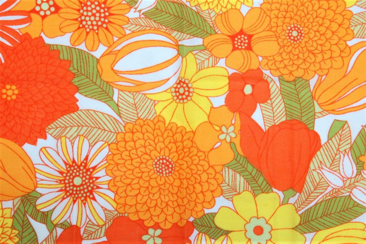 wallpaper, design, furnishing, home, flowers, bright, 1960s, 1970s