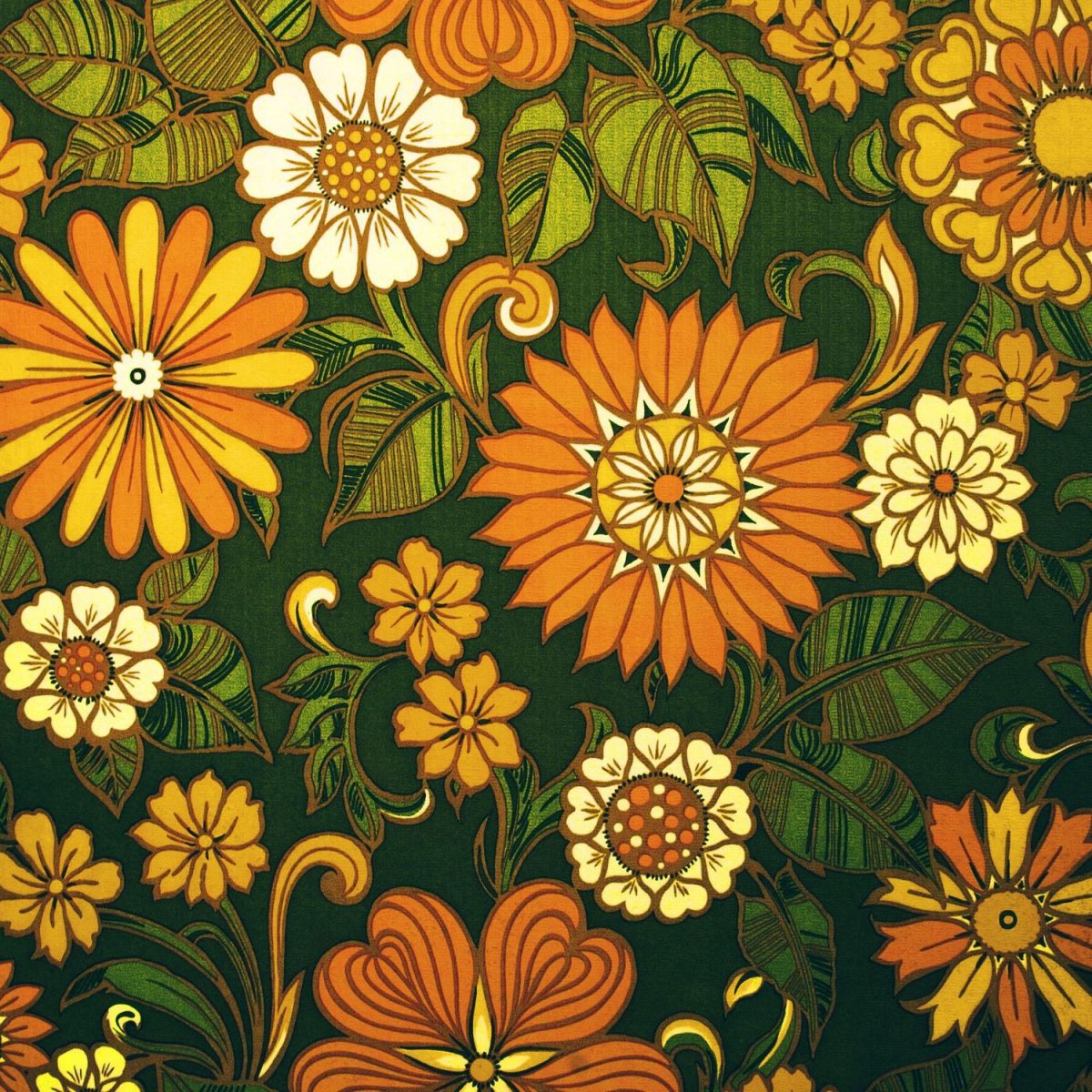 wallpaper, design, furnishing, home, flowers, bright, 1960s, 1970s