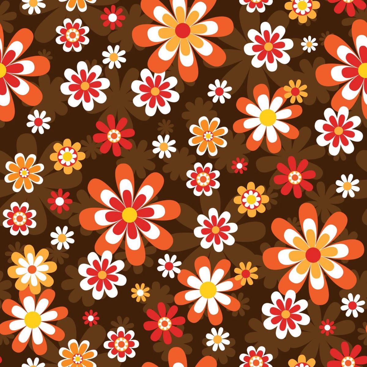 wallpaper, design, furnishing, home, flowers, bright, 1960s, 1970s