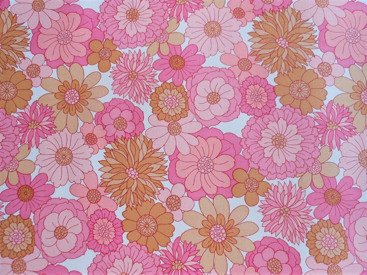 wallpaper, design, furnishing, home, flowers, bright, 1960s, 1970s