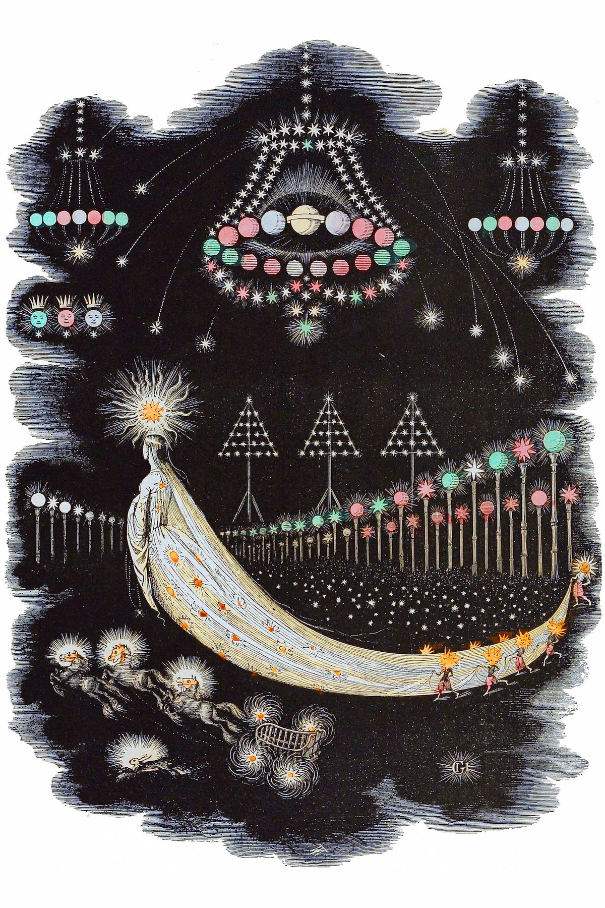 J.J. Grandville , 'A Comet's Journey' , Illustration from 'Un Autre Monde', 1844.