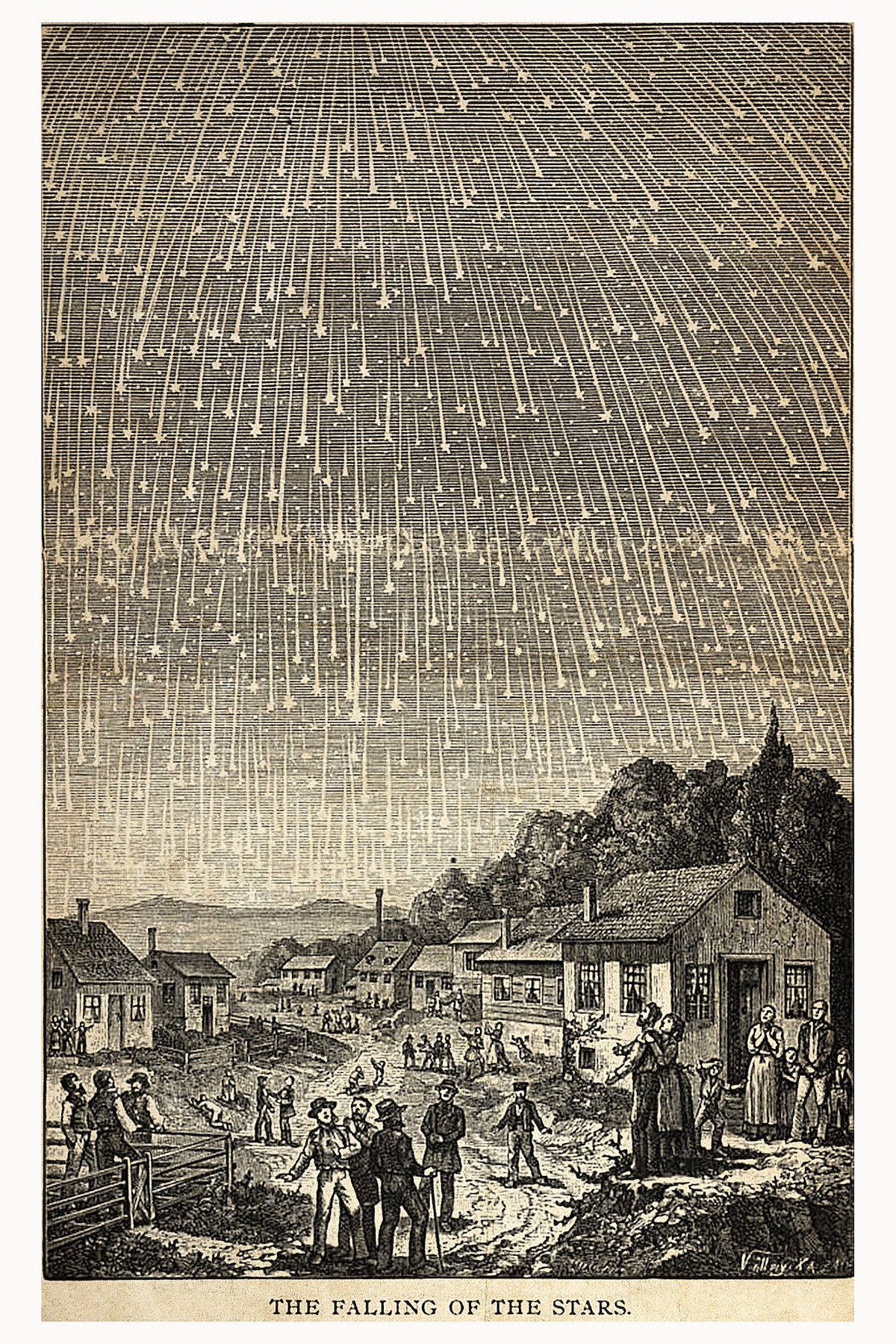 The falling of the stars. From Prophetic Lights by Ellet Joseph Waggoner, 1888.