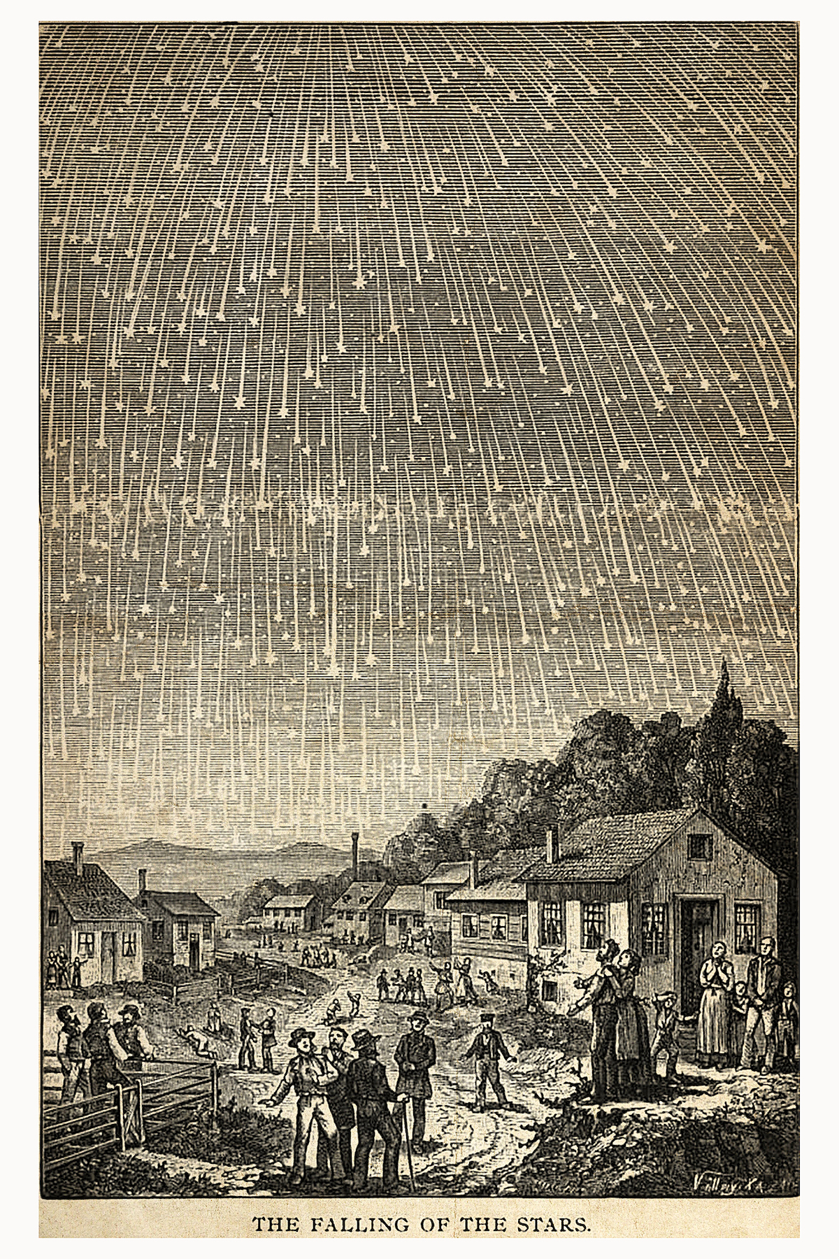 The falling of the stars. From Prophetic Lights by Ellet Joseph Waggoner, 1888.