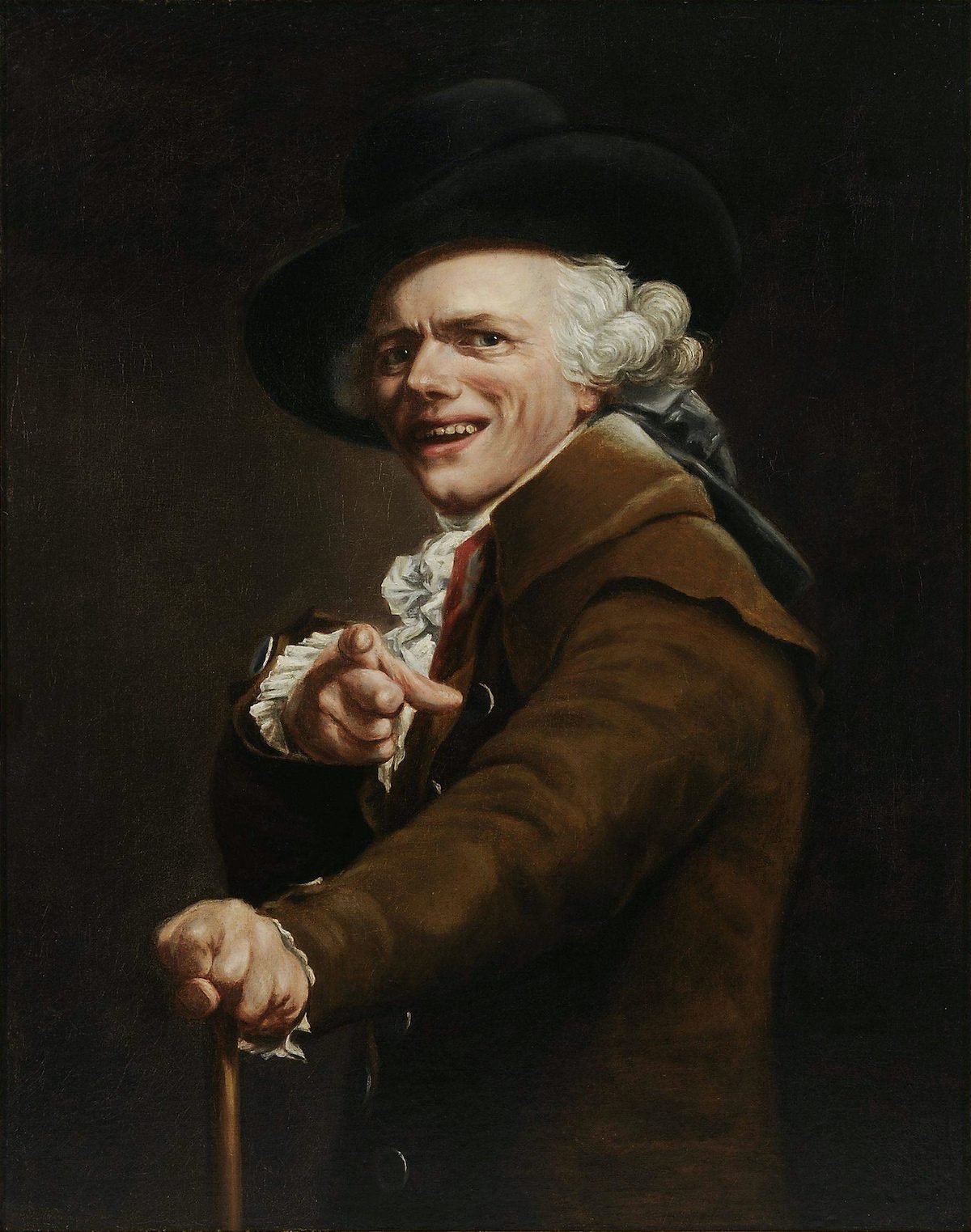   Joseph Ducreux's Self-portrait in the Guise of a Mockingbird is a Neoclassical oil on canvas painting created by Joseph Ducreux in 1791. You can see it at the Musée du Louvre in Paris. 