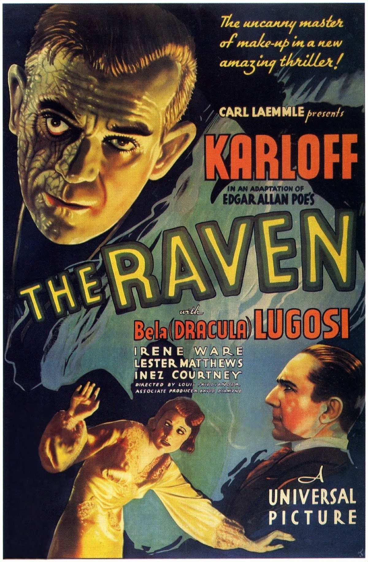 Boris Karloff, Bela Lugosi, Karoly Grosz, film posters, design, horror movies, books, Edgar, Allan Poe
