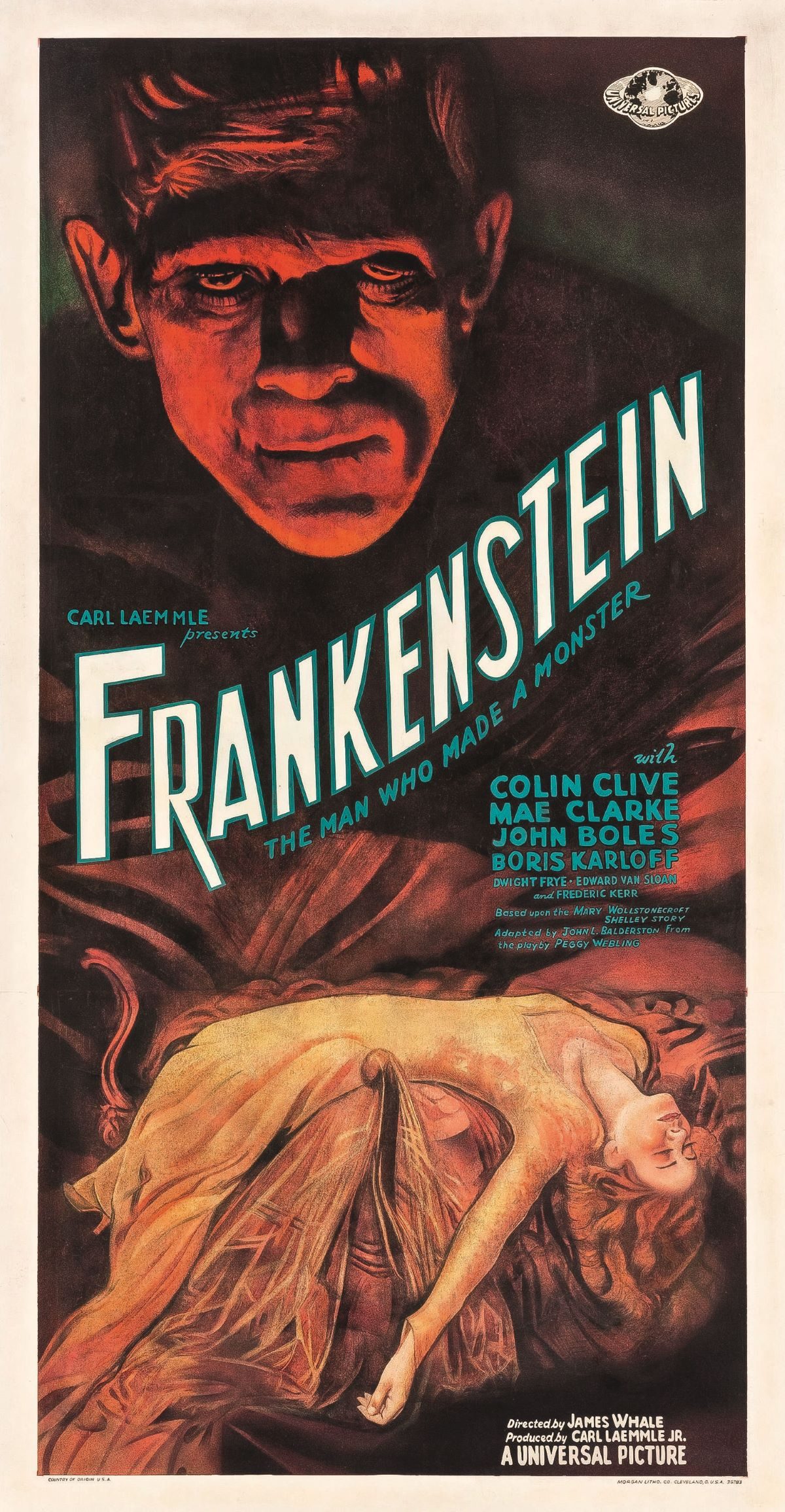Frankenstein, Boris Karloff, Karoly Grosz, Colin Clive, James Whale, Mary Shelley, film, book, posters, movie posters