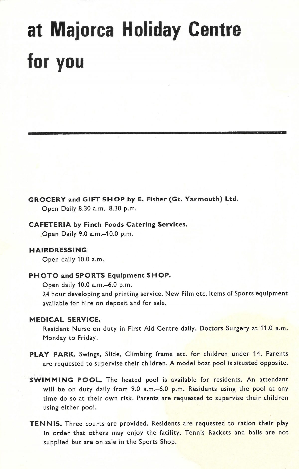 holidays, Norfolk, Hopton-On-Sea, family, photographs, summer, 1972, holiday programme, holiday camp